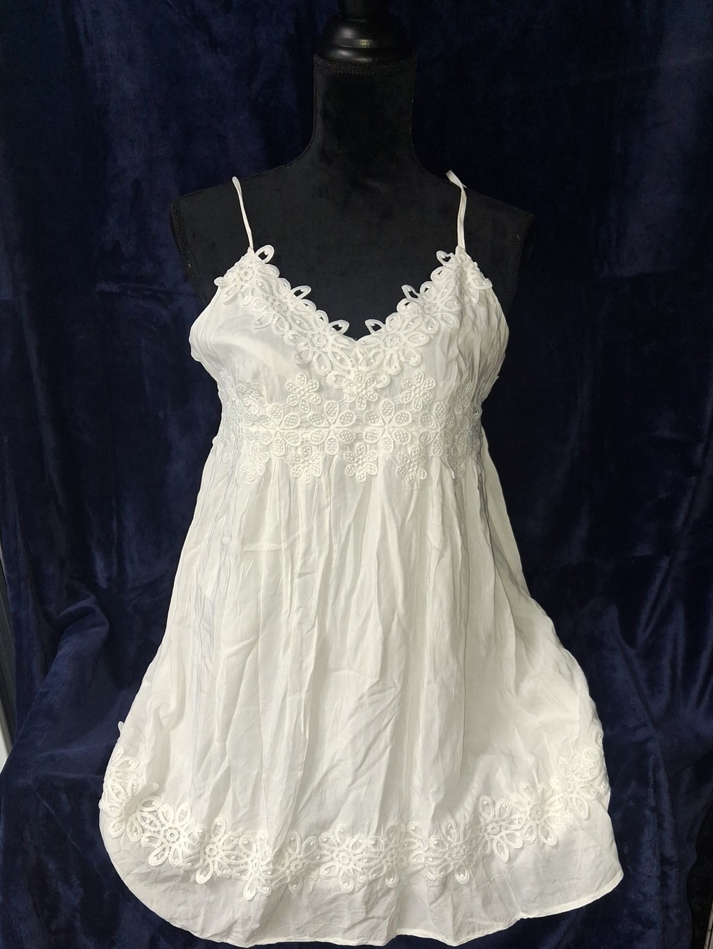 Topshop White Lace-Trim Spaghetti Strap Mini Chemise Dress Or Tunic Top